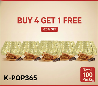 [4+1] Red Ginsaeng Slices 100 Packs, 4 Years or Older Root, Premium Korean Hong Sam Jeol Pyeon, Buy 4 Get 1 Free