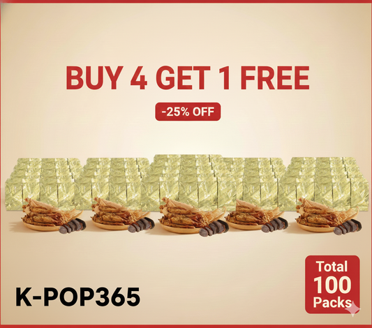 [4+1] Red Ginsaeng Slices 100 Packs, 4 Years or Older Root, Premium Korean Hong Sam Jeol Pyeon, Buy 4 Get 1 Free