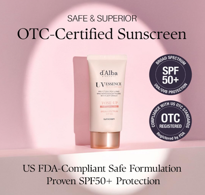 d'alba Piedmont Waterfull Tone-Up Sunscreen Serum BROAD SPECTRUM SPF 50 + Korean Sunscreen for Face, All Skin Tones, Sweat Proof Formula (1.69 fl.oz.)