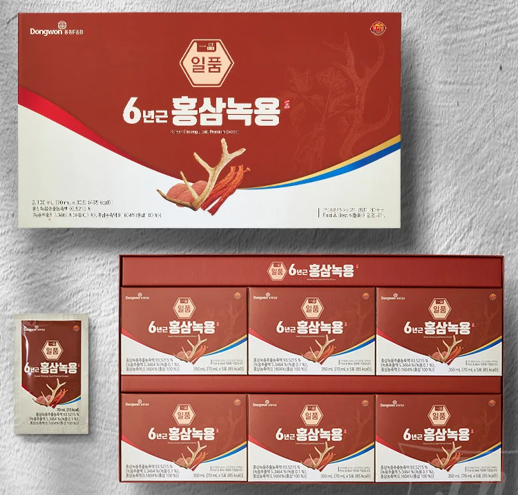 [Dongwon] Premium 6-Year-Old Red Ginseng & Nokyong (Velvet Antler) Extract (70ml x 30 Packets)
